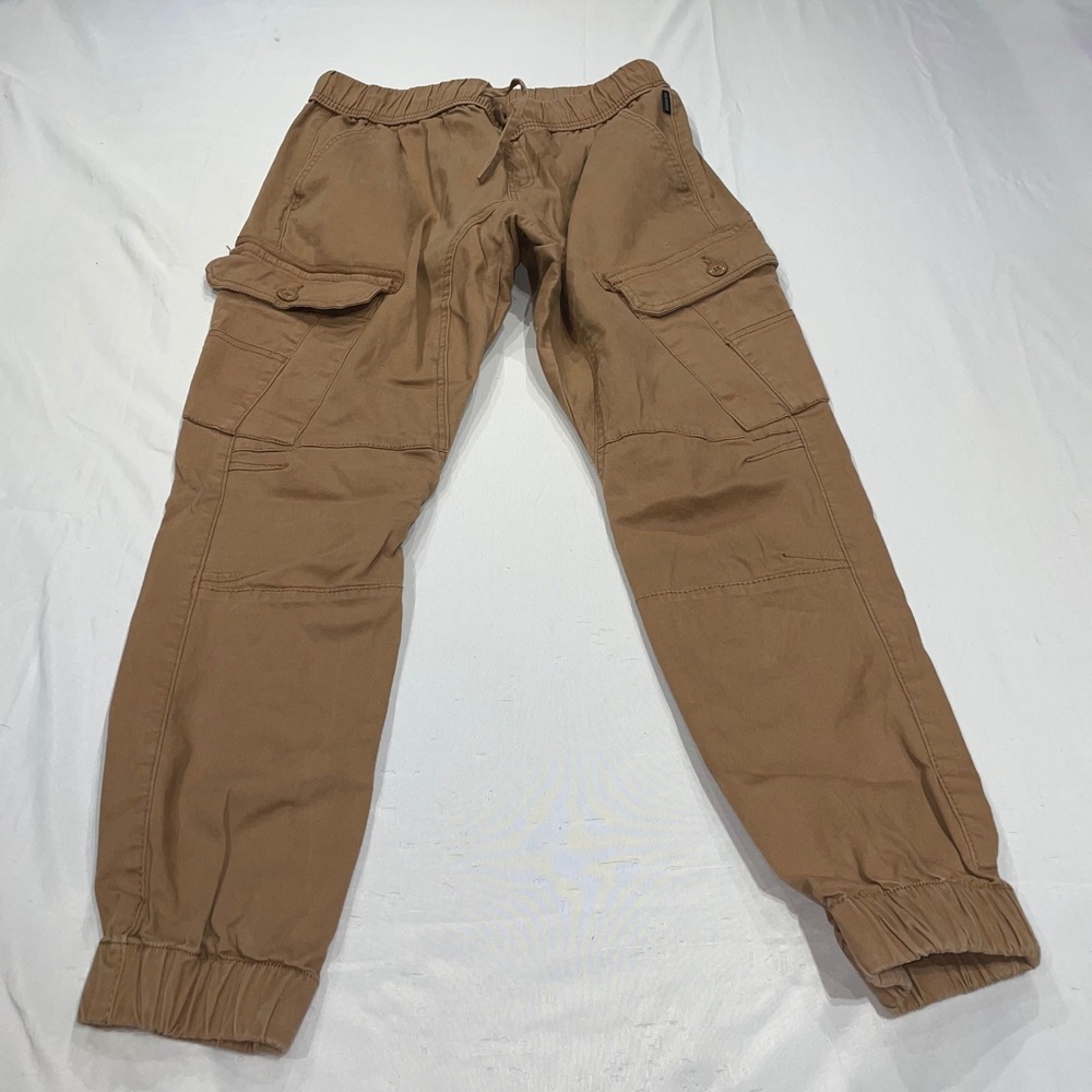 Ring of Fire Mens Cargo Jogger Pants Brown Tan Stretch Cotton Size Large